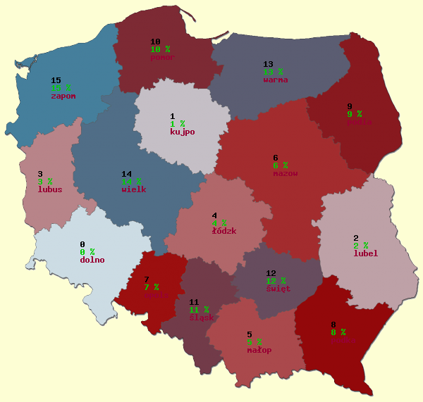 Náhled generované mapy - PL Vojvodství